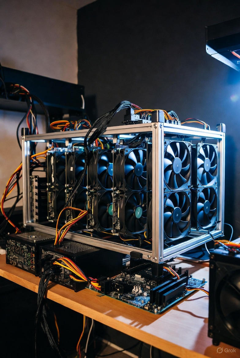 GPU mining rig with NVIDIA and AMD GPUs